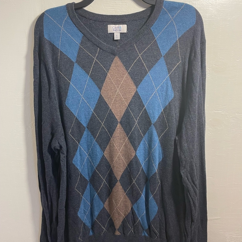 Croft and Barrow V-neck Argyle sweater Xl